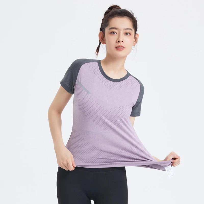 Fitness Women Shirts Quick Dry Yoga Sport T Shirt Gym Running Sportswear Tops Short Sleeve Training Blouses Jersey Jogging Tee