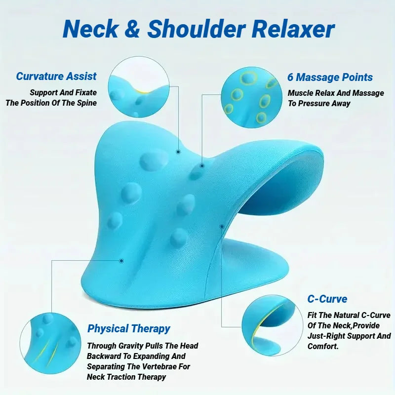 Neck Shoulder Stretcher Relaxer Cervical Spine Stretch Muscle Relaxation Traction Device Massage Pillow Correction Chiropractic
