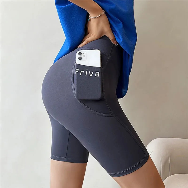 Women Yoga Sports Shorts High Waist Fitness Shorts Casual Streetwear Short Trousers Female Tight Shorts For Ladies Workout Pants